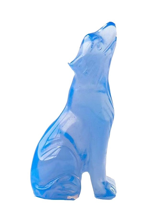 ALHBEJT 2 inch Crystal Wolf Statue Wolf Figurine Animal Sculpture Healing Stone for Meditation Home Decor Gifts (Blue) - Image 1